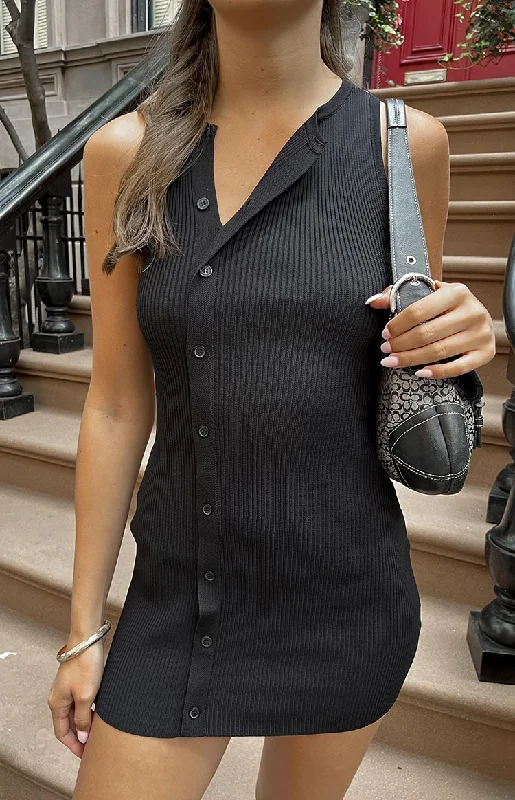 Weekend Only Sale Lumi Black Button Up Mini Dress