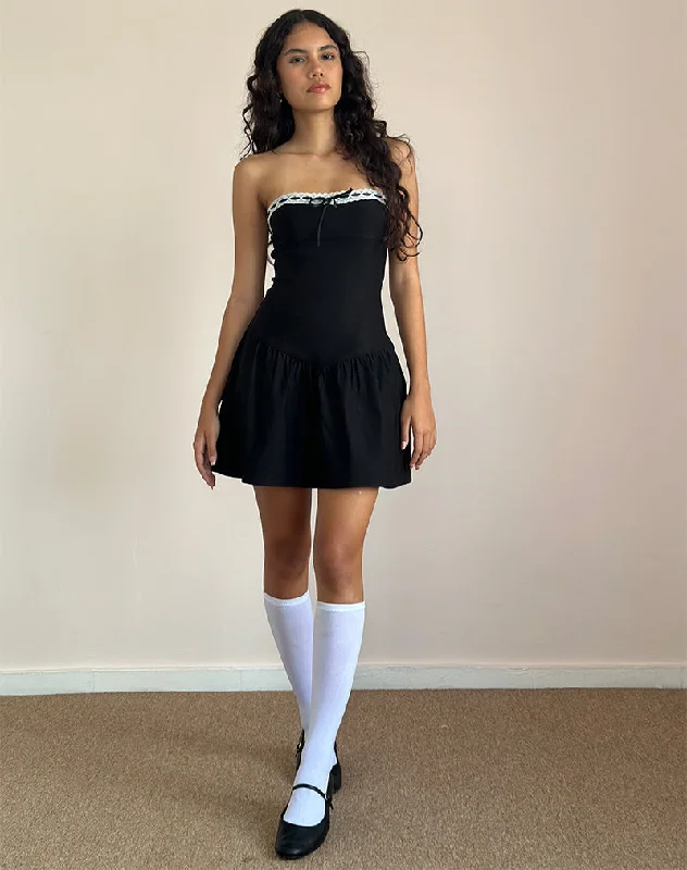 Weekend Special Manisha Mini Dress in Black with White Trim