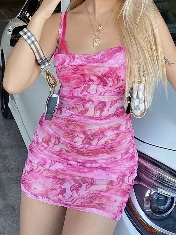One-Day Sale Marble Print Bodycon Mini Dress