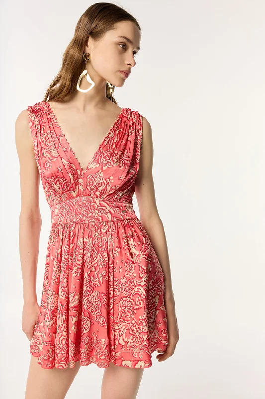 Limited Offer Mini Dress Bessie - Pink Oriental Foulard