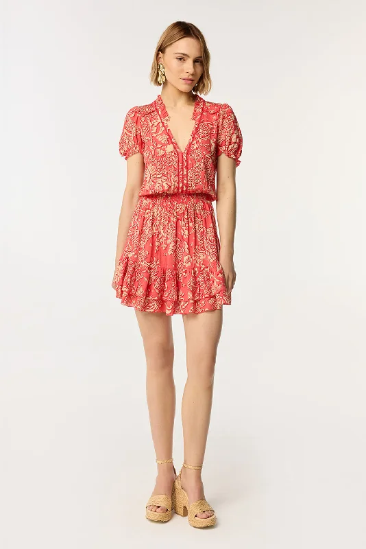 Weekend Only Sale Mini Dress Bibi - Pink Oriental Foulard