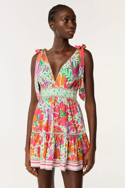 Weekend Deals You’ve Been Waiting For Mini Dress Cara - Pink Artistic Flower