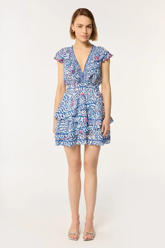 Mini Dress Carol - Blue Wings Flower