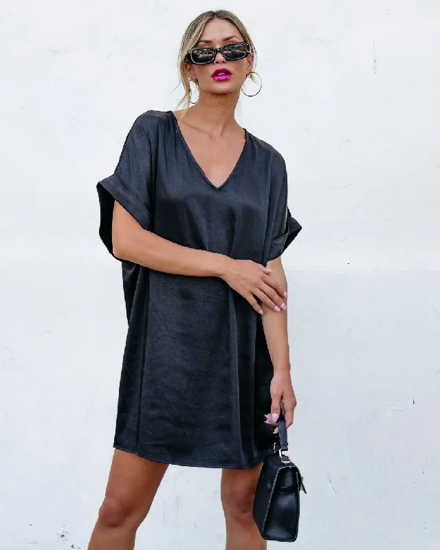 Limited-Time Discount Muse By Magnolia Black Satin Mini Dress