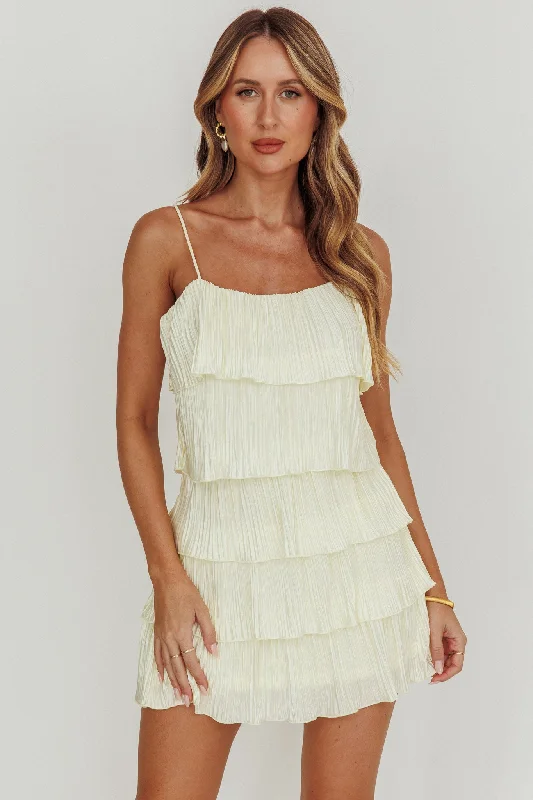Weekend Shopping Deals My Type Plisse Tiered Mini Dress Ivory