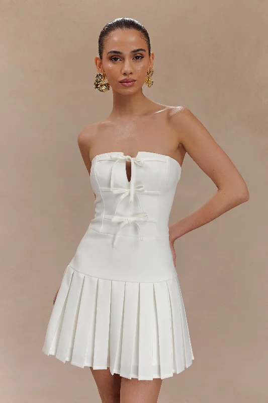 Weekend Deals You’ve Been Waiting For Naya Pleated Mini Dress With Ties - White