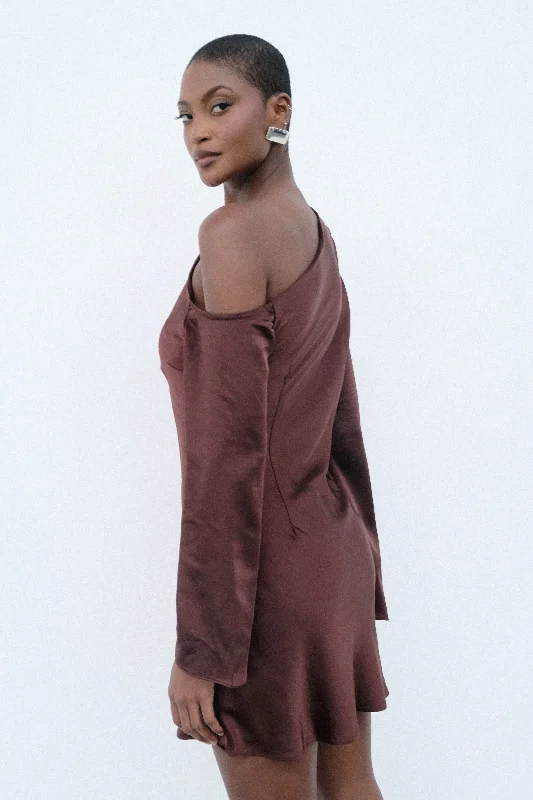 Weekend Deal Fest Nikita Long Sleeve Mini Dress - Dark Chocolate