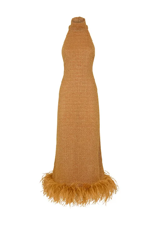Weekend Only Savings Lumiere Plumage Turtleneck Dress Toffee