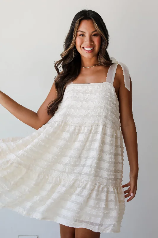 Today Only FINAL SALE - Regal Moment Cream Ruffle Mini Dress