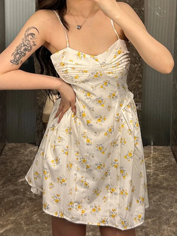 Best Price Ever Ruched Pleated Floral Mini Dress