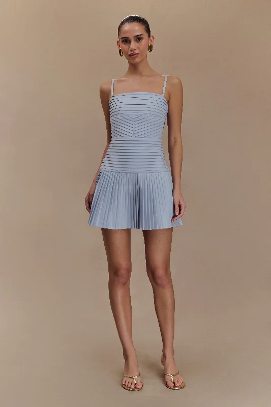 Clearance Event Rylee Multi Pleat Mini Dress - Ice Blue