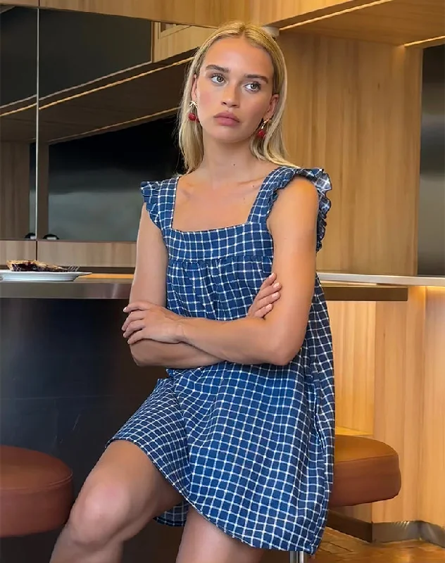 Weekend Price Drop Event Sanaly Mini Dress in Navy Tartan Rami