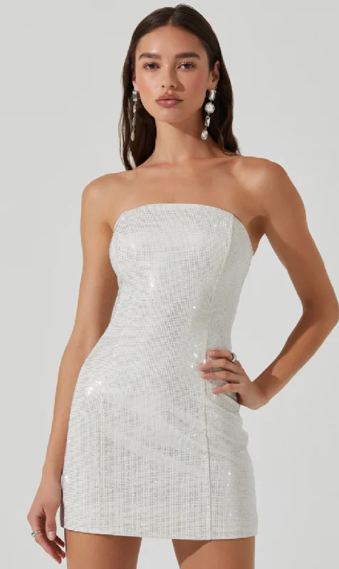 Grab It Now Strapless Mira Rhinestone Mini Dress by Astr the Label