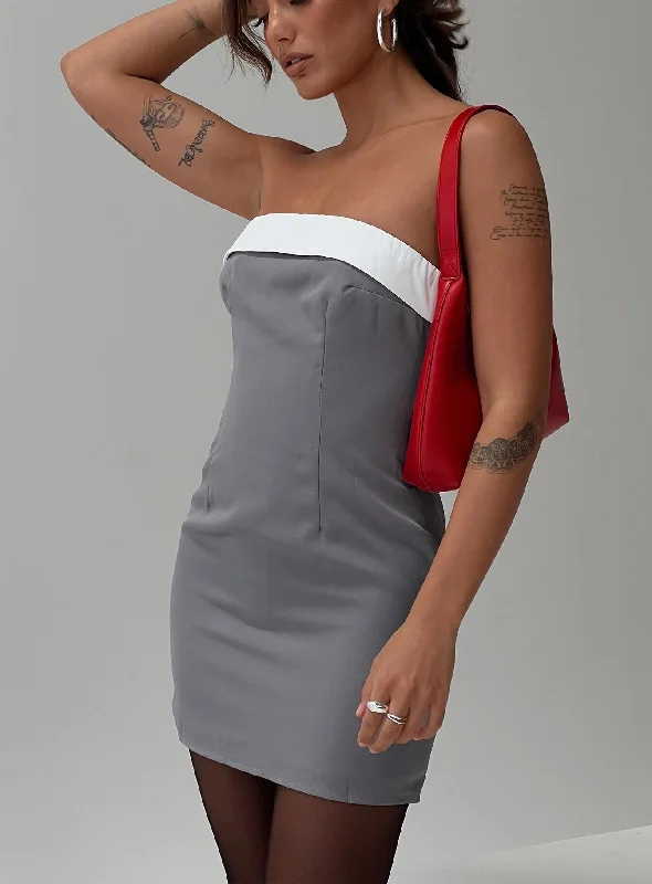 Exclusive Online Offers Tein Strapless Mini Dress Grey / White