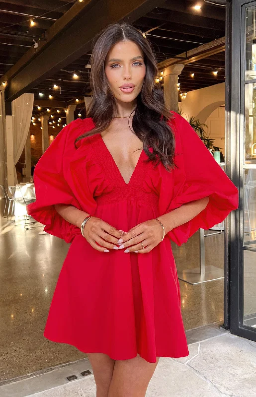 Weekend Top Offers Torie Red Short Sleeve Mini Dress