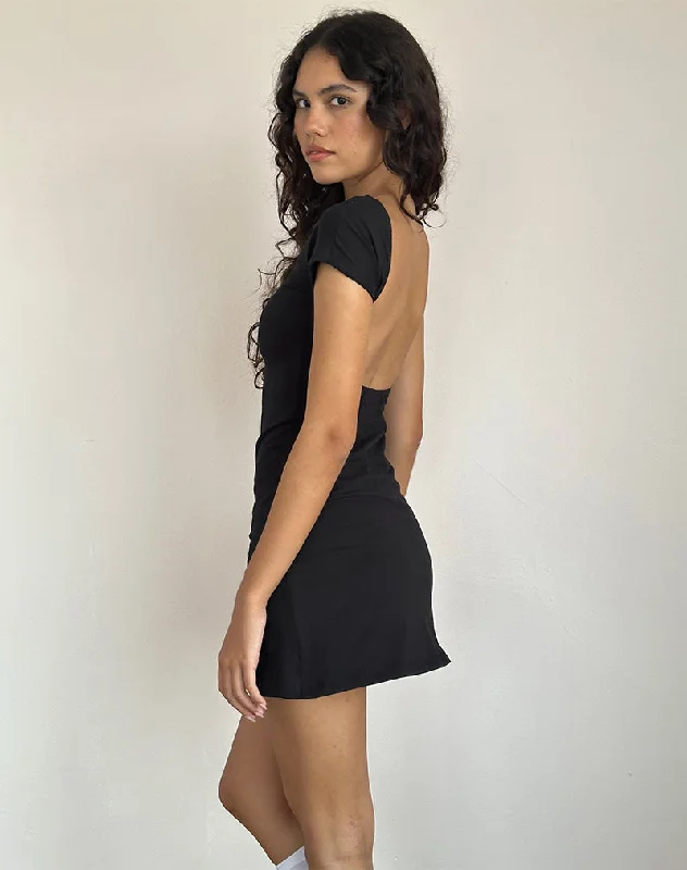 Weekend Offers Galore Wangi Backless Mini Dress in Lycra Black