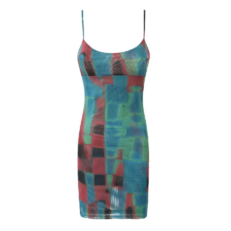 Weekend Deal Rush Abstract Print Scoop Neck Spaghetti Strap Mesh Bodycon Mini Sundress Weekend Deal Rush Abstract Print Scoop Neck Spaghetti Strap Mesh Bodycon Mini Sundress