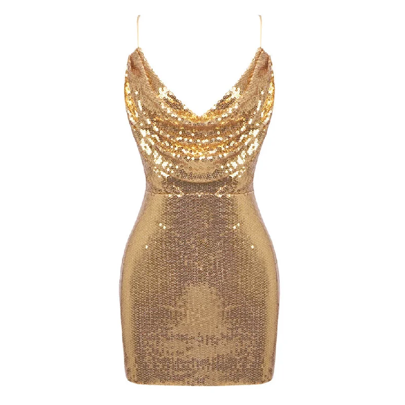 Weekend Discount Extravaganza Sexy Cowl Neck Spaghetti Strap Open Back Bodycon Sequin Micro Mini Dress Weekend Discount Extravaganza Sexy Cowl Neck Spaghetti Strap Open Back Bodycon Sequin Micro Mini Dress