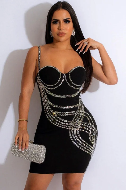 Weekend Super Sale Sexy Rhinestone Trim Sweetheart Sleeveless Bodycon Party Mini Dress - Black Weekend Super Sale Sexy Rhinestone Trim Sweetheart Sleeveless Bodycon Party Mini Dress - Black