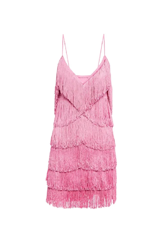 Sexy V Neck Spaghetti Strap Layered Fringe Flapper Bodycon Party Mini Dress