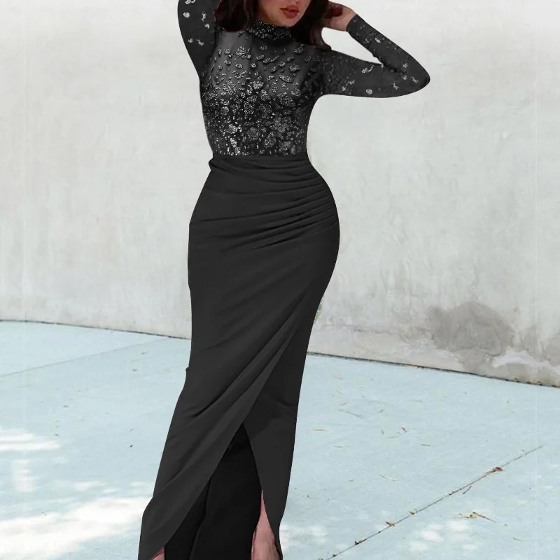 Weekend Special DressBetty - Spring Deep O-neck Mesh Stitching Bodycon Dress