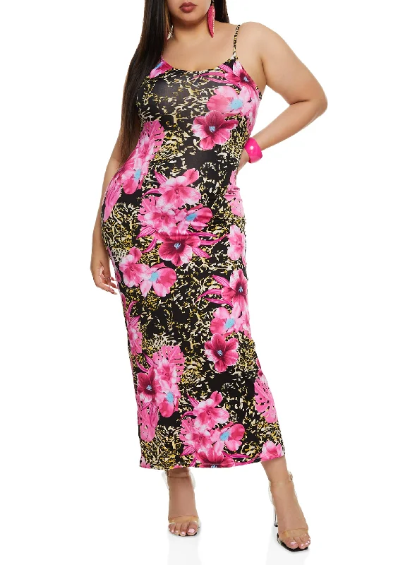 Massive Sale Event Plus Size Printed Bodycon Maxi Dress