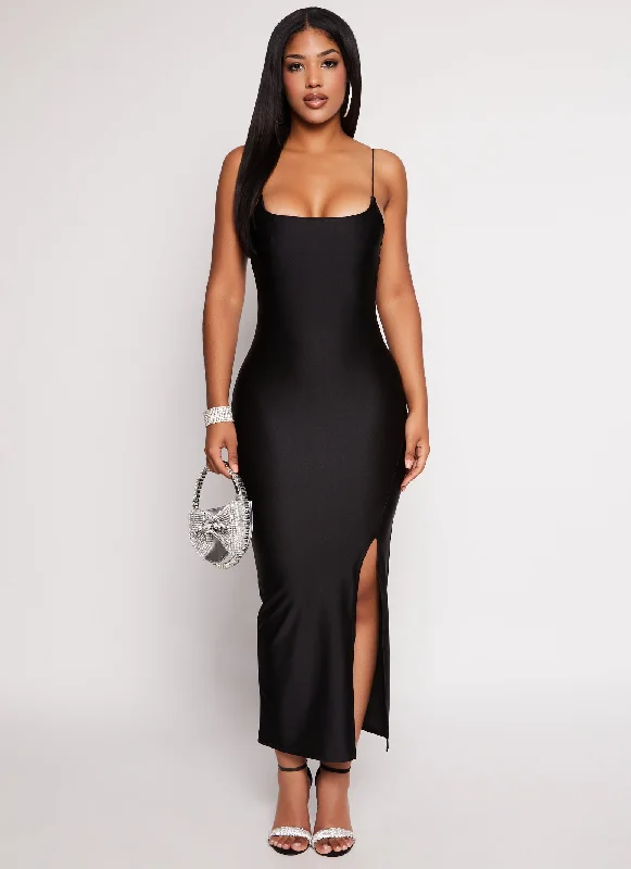 Seasonal Discounts Thin Strap Side Slit Bodycon Maxi Dress