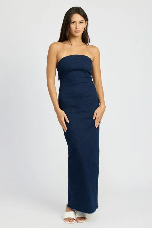 Season-End Deals BODYCON TUBE DENIM DRESS