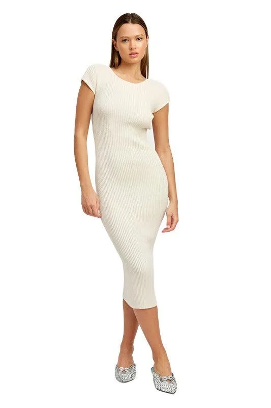 Final Sale Event CAP SLEEVE BODYCON DRESS WITH OPEN BACK