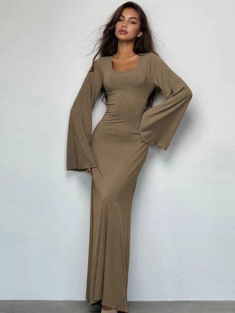 Seasonal Sale DressBetty - 2024 Elegant Bodycon Flare Sleeve Maxi Dress