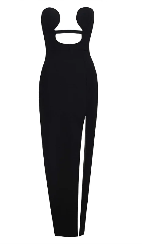 Weekend Big Sale CUT-OUT BODYCON MAXI DRESS IN BLACK