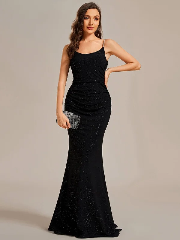 Deal of the Week Glitter Spaghetti Strap U-Veck Open Back Bodycon Stretchy Evening Dress Deal of the Week Glitter Spaghetti Strap U-Veck Open Back Bodycon Stretchy Evening Dress