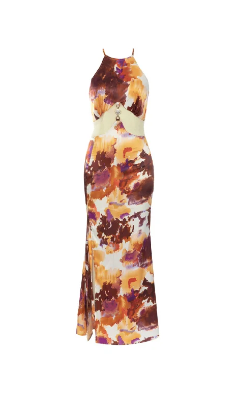 Weekend Exclusive Discounts HALTER PRINTED BODYCON MIDI DRESS