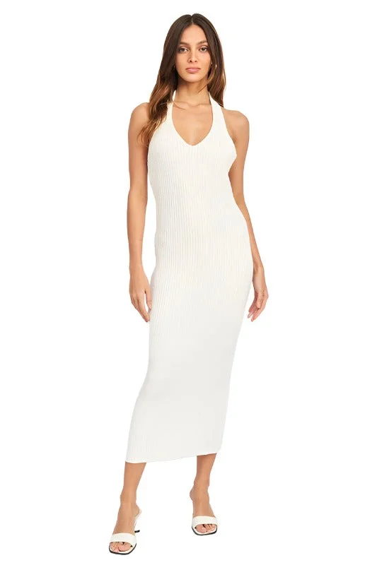 Shop & Save Instantly Halter Neck Bodycon Midi Dress