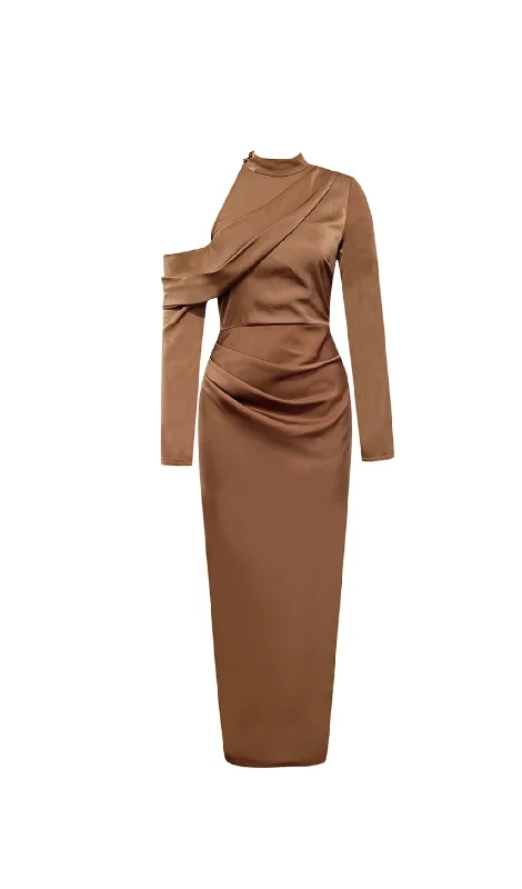 Weekend Hot Offers HIGH NECK SLIT BODYCON MAXI DRESS