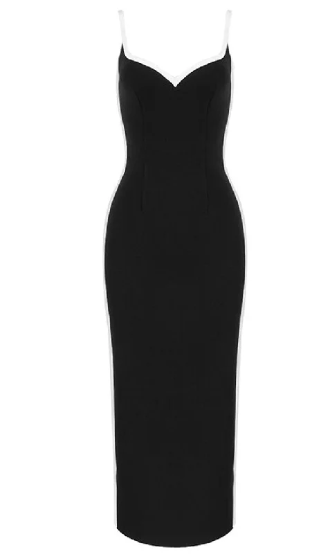 Weekend Buy One Get One Hotness Here <br><span>Black Sleeveless Spaghetti Strap V Neck Bandage Bodycon Maxi Dress</span>