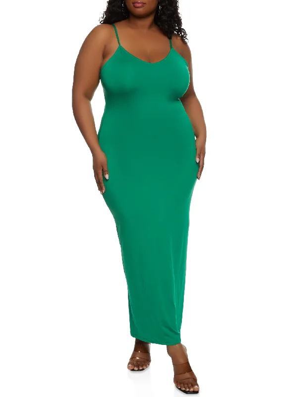 Exclusive Savings Event Plus Size Scoop Neck Bodycon Maxi Dress