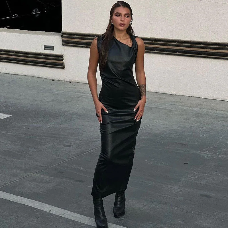 Weekend Exclusive Discounts Neck Twist Trim Sleeveless Bodycon Maxi Dress - Black