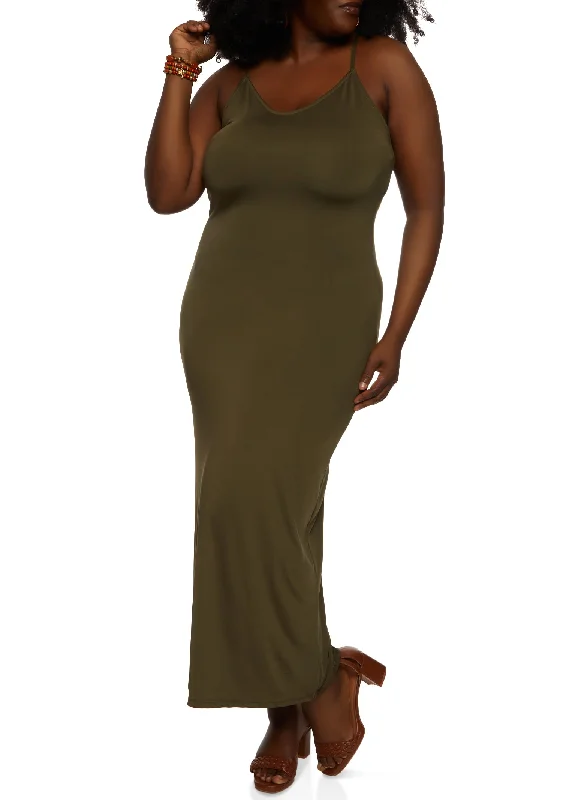 Shop & Save Now Plus Size Scoop Neck Bodycon Maxi Dress
