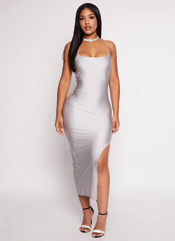 Flash Price Drops Thin Strap Side Slit Bodycon Maxi Dress