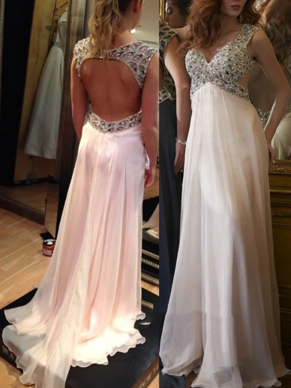 Weekend Shopping Highlights A line Backless Chiffon Prom Dresses,Wedding Dresses