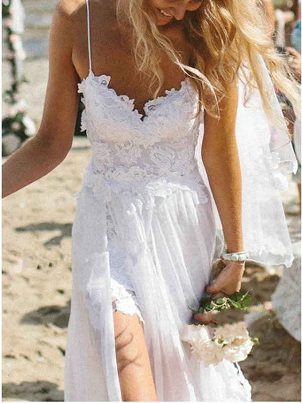 Weekend Hot Savings A Line Backless Lace Wedding Dresses, Dresses For Wedding, Lace Prom Dresses
