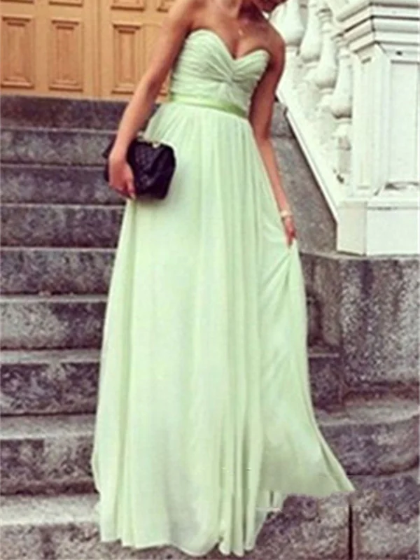 Super Deal A Line Sage Long Prom Dresses, Long Bridesmaid Dresses, Formal Dresses, Wedding Party Dresses