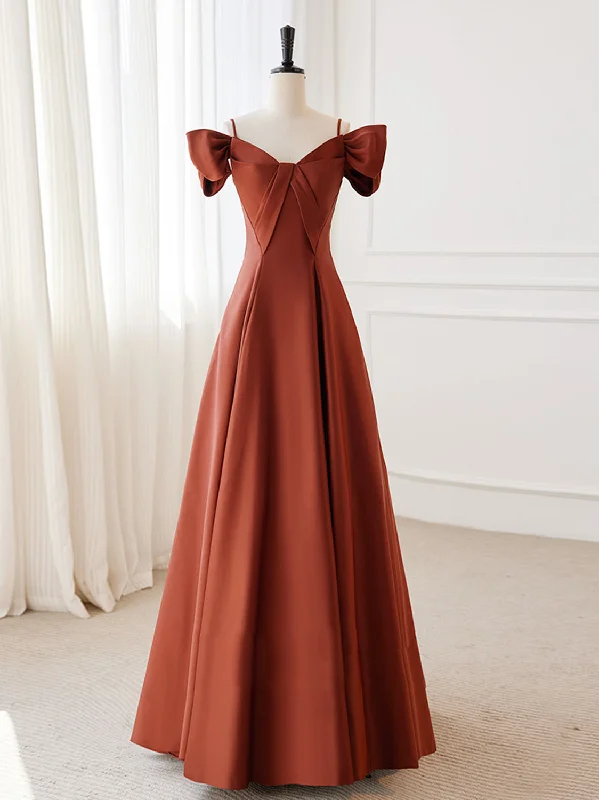 Weekend Bargain Weekends A-Line Satin Orange Long Prom Dresses, Orange Long Formal Dress Weekend Bargain Weekends A-Line Satin Orange Long Prom Dresses, Orange Long Formal Dress