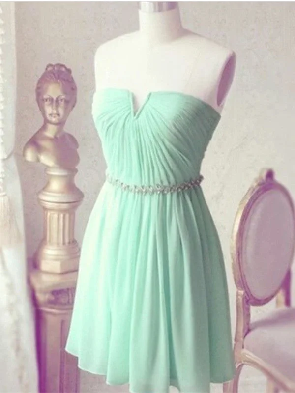 Weekend Deals A Line Short Green Prom Dresses, Short Green Homecoming Dresses, Formal Dresses, Short Green Bridesmaid Dresses