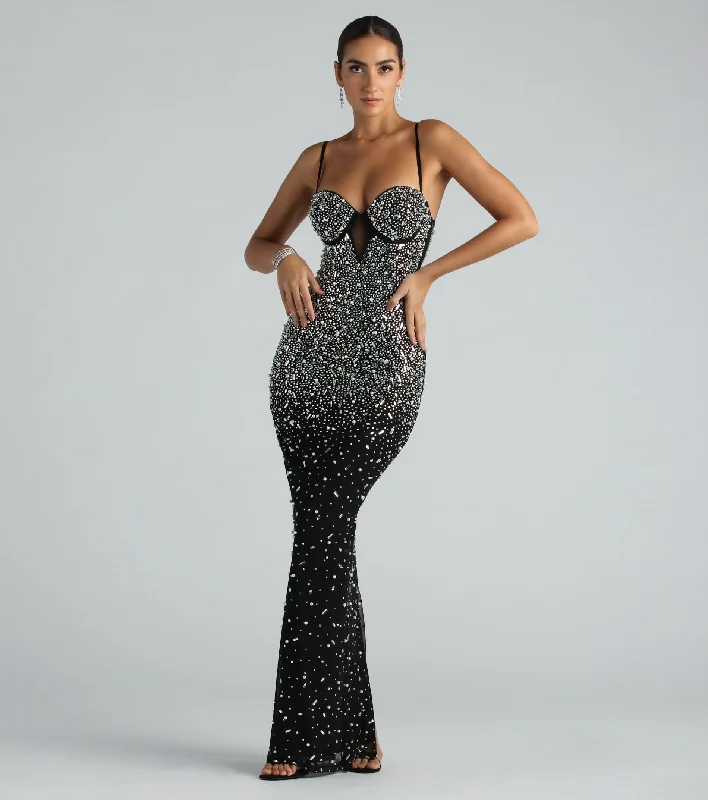 Best Price Guarantee Aria Formal Rhinestone Faux Pearl Long Dress