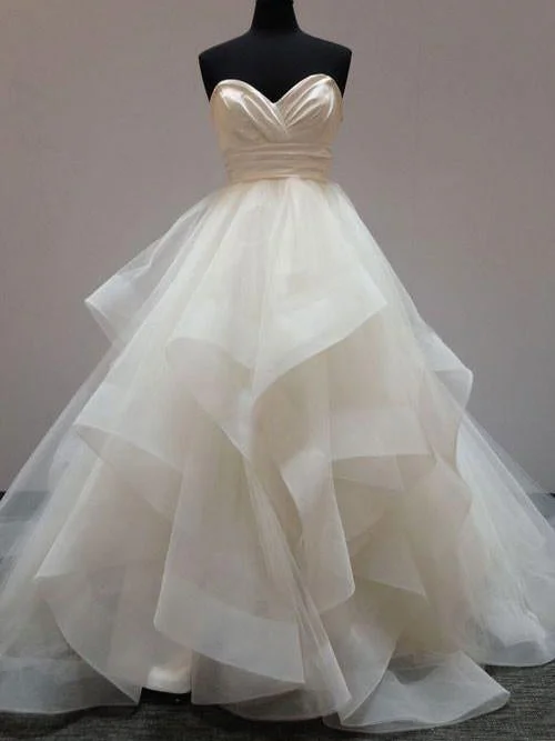 Grab Your Deal Ball Gown Wedding Dresses Sexy Sweetheart Short Train Tulle Bridal Gown JKW079