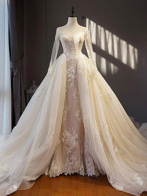 Weekend Bargain Weekends Beautiful Wedding Dresses A Line Long Sleeve Appliques Lace Sexy Princess Bridal Gown JKW334 Weekend Bargain Weekends Beautiful Wedding Dresses A Line Long Sleeve Appliques Lace Sexy Princess Bridal Gown JKW334