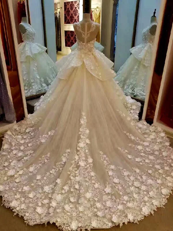 Best Deal of the Day Beautiful Wedding Dresses Hand-Made Flower Sweep/Brush Train Bridal Gown JKW084 Best Deal of the Day Beautiful Wedding Dresses Hand-Made Flower Sweep/Brush Train Bridal Gown JKW084