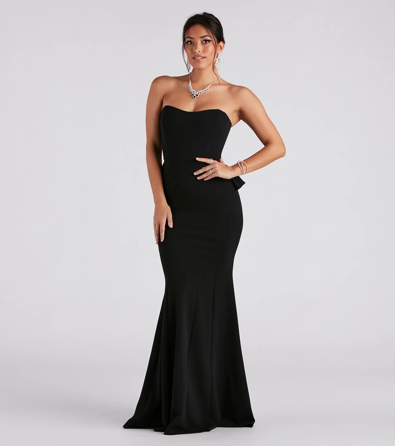 Shop & Save More Breanne Strapless Ruffled Back Mermaid Dress
